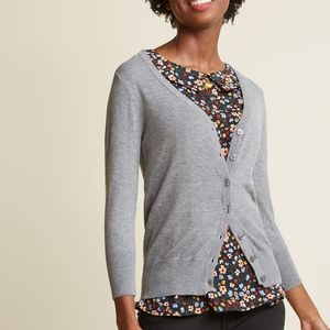 gray school cardigan